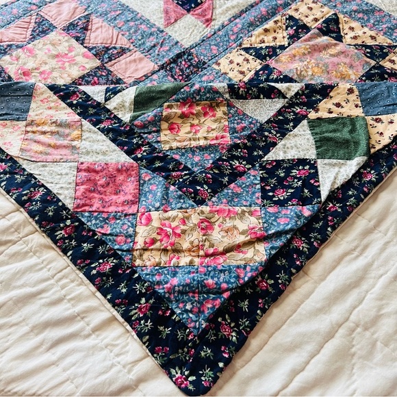 Vintage  Star Patchwork Quilt 82”x82” Floral Full/Queen Size - Picture 8 of 14